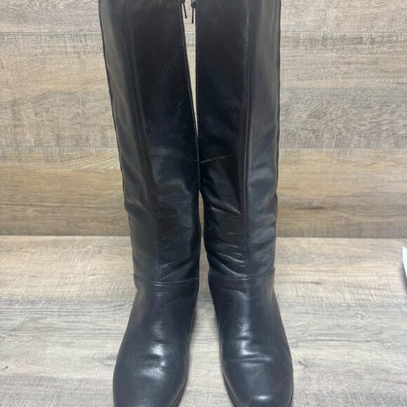 Clarks Cardy Black Leather Knee HIgh Boots Women's Size 10 - Picture 2 of 7